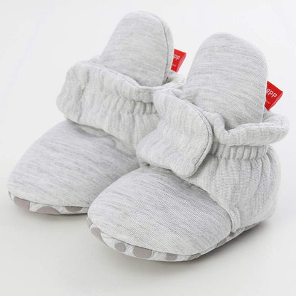 Baby Booties Newborn Boys Girls Fleece Boots Non Slip Grippers Stay on Slipper Socks Infant First Walker Winter Warm Crib Shoes