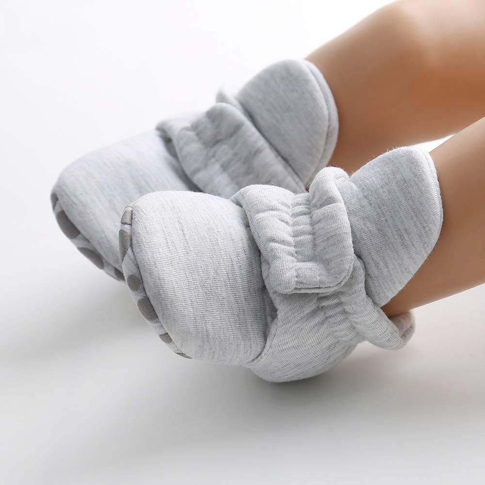 Baby Booties Newborn Boys Girls Fleece Boots Non Slip Grippers Stay on Slipper Socks Infant First Walker Winter Warm Crib Shoes